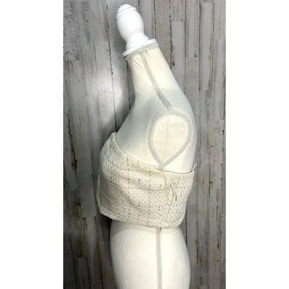 NWOT Zara Women's Medium Ivory Textured Strapless Cropped Tube Top - Picture 5 of 6